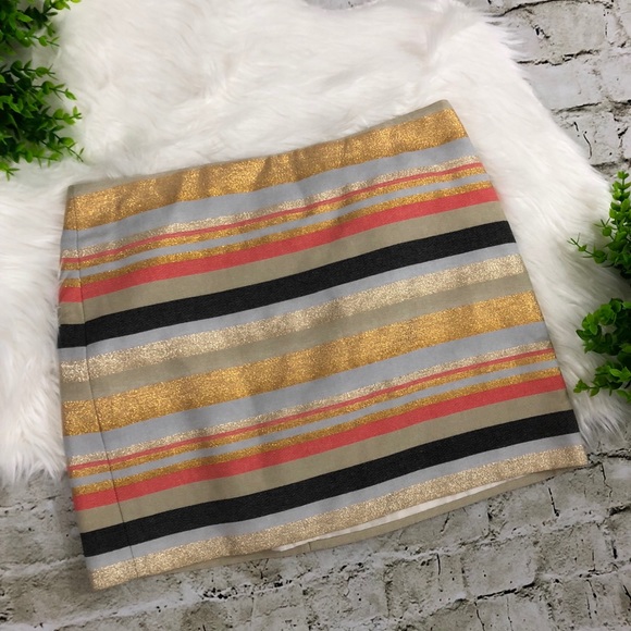 J. Crew Striped Glitter Sparkly Mini Skirt Gold - Picture 7 of 7